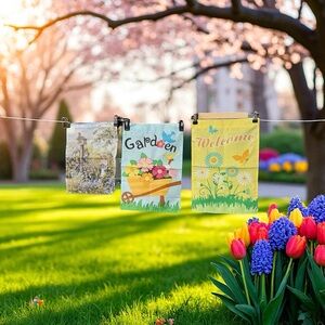 Lot of‎ 3 Outdoor Garden Flags.